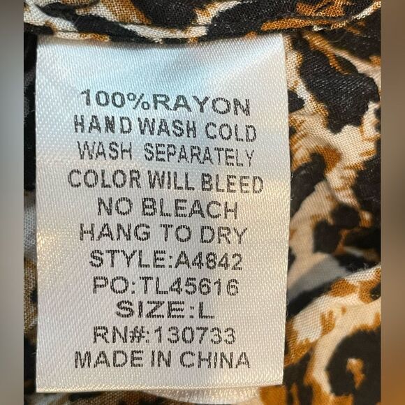 Umgee Leopard Print Button Down Shirt Dress Brown Black Women’s Size Large - Picture 6 of 6